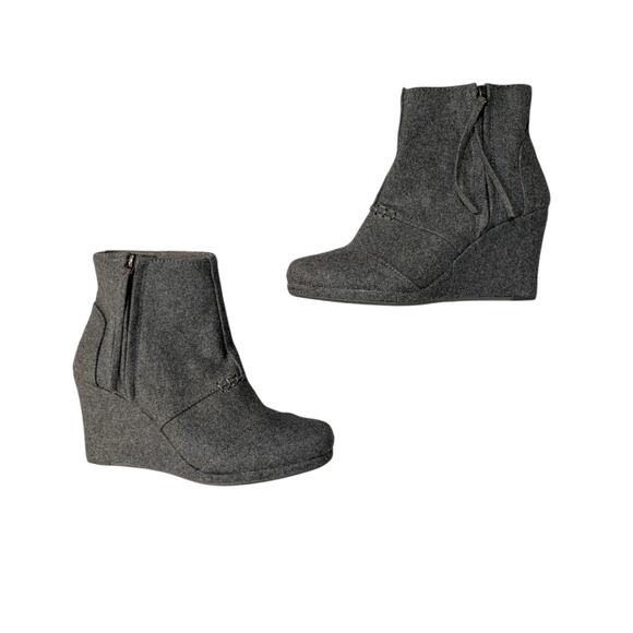 TOMS Desert Wedge Women's Dark Gray Wedge Boots Zip  Size 8 - Picture 1 of 8